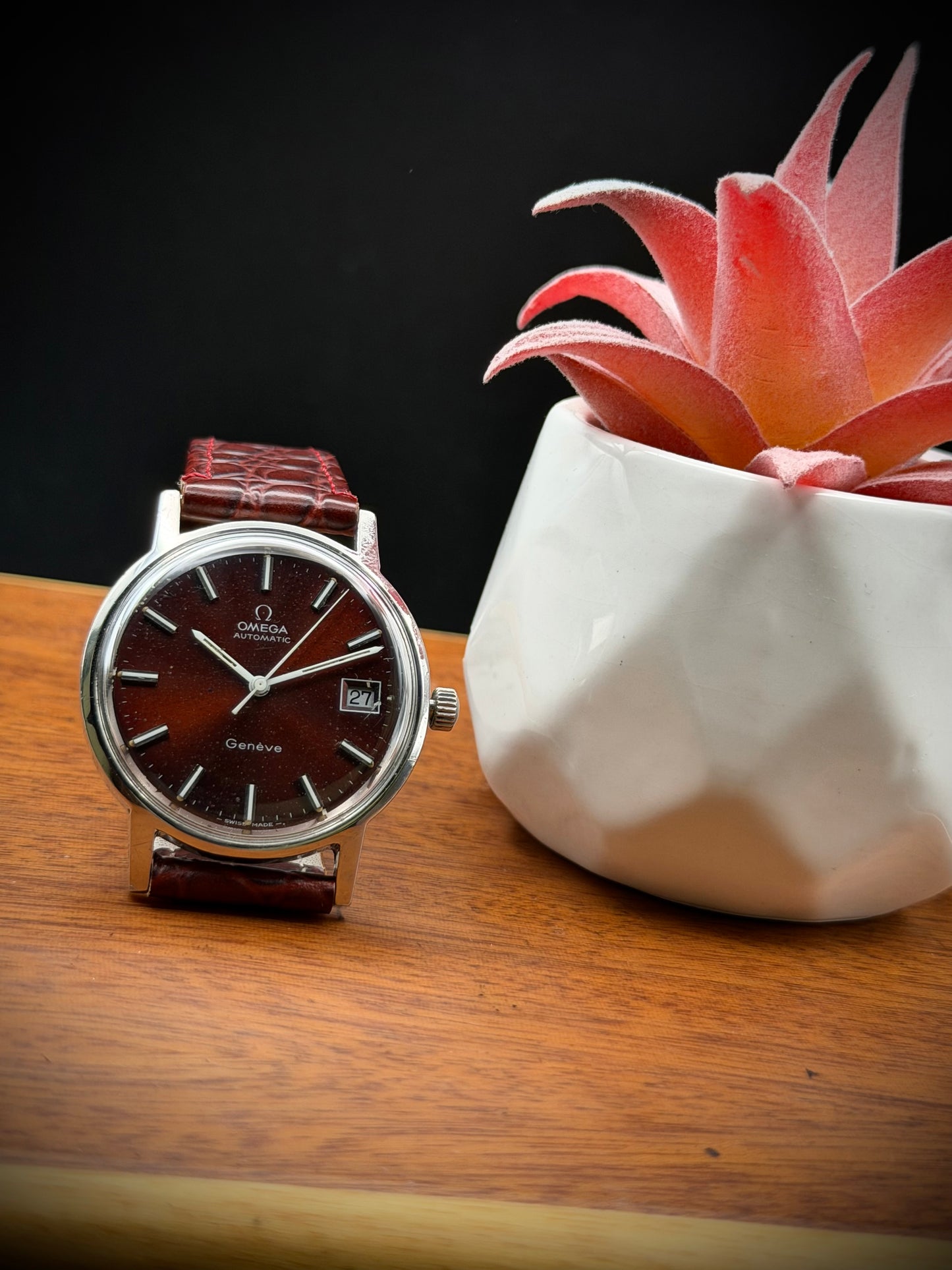 Omega Geneve Burgundy Dial
