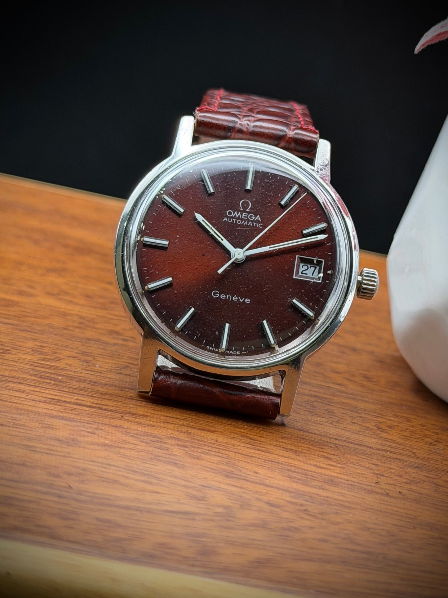 Omega Geneve Burgundy Dial