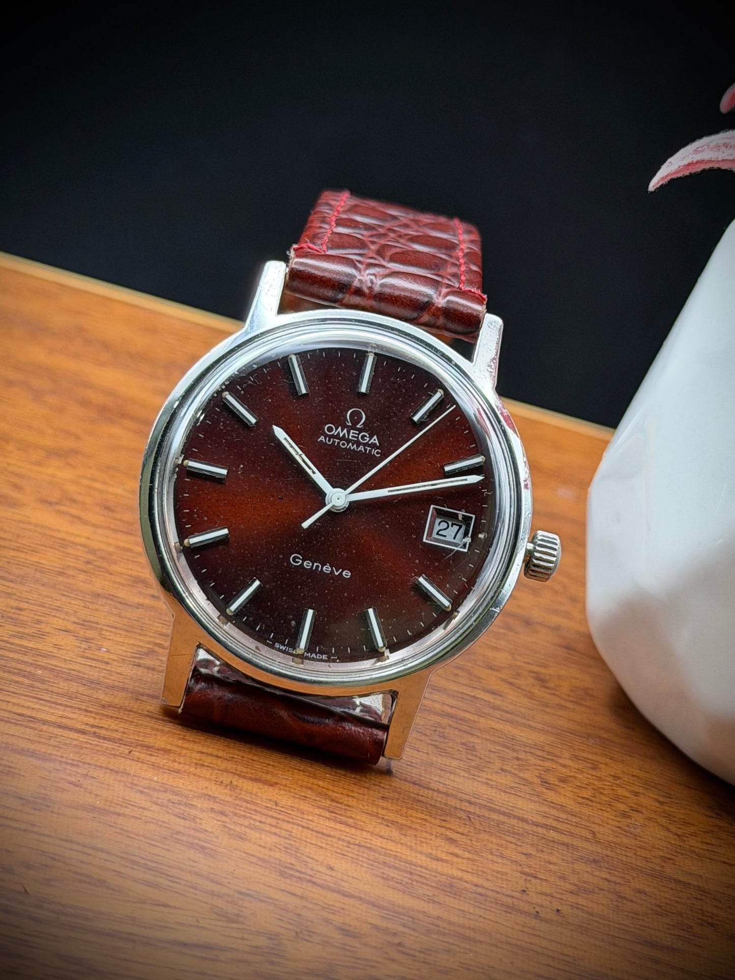 Omega Geneve Burgundy Dial